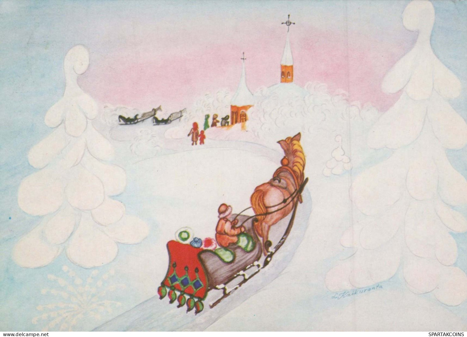 Buon Anno Natale CAVALLO Vintage Cartolina CPSM #PAS937.IT - Neujahr