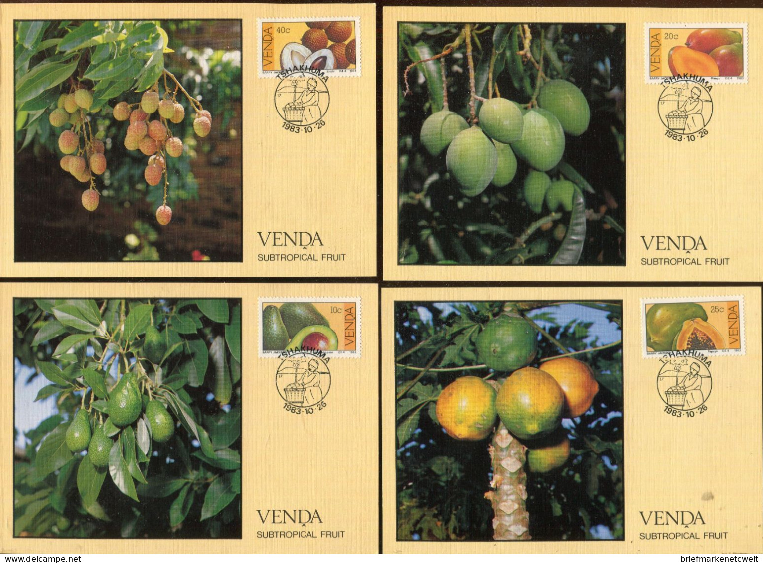 "VENDA" 1983, Mi. 82-85 "Fruechte" Auf 4 Maximumkarten (B1225) - Venda