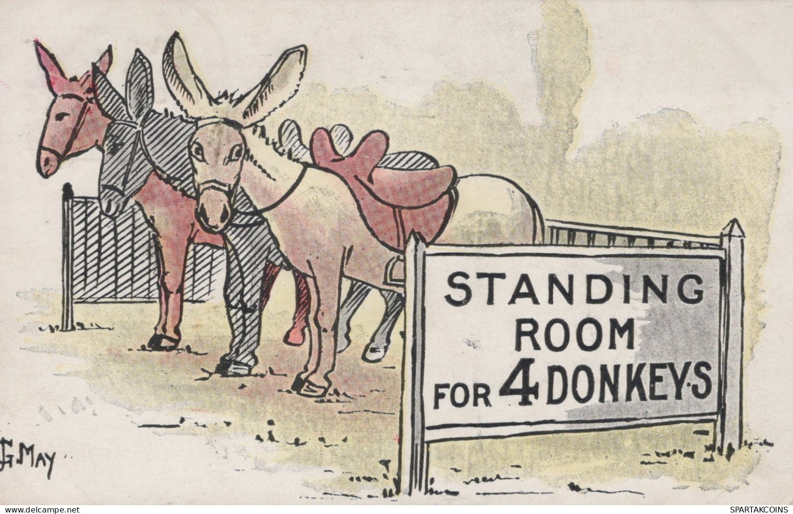 ASINO Animale Vintage CPA Cartolina #PAA306.IT - Donkeys