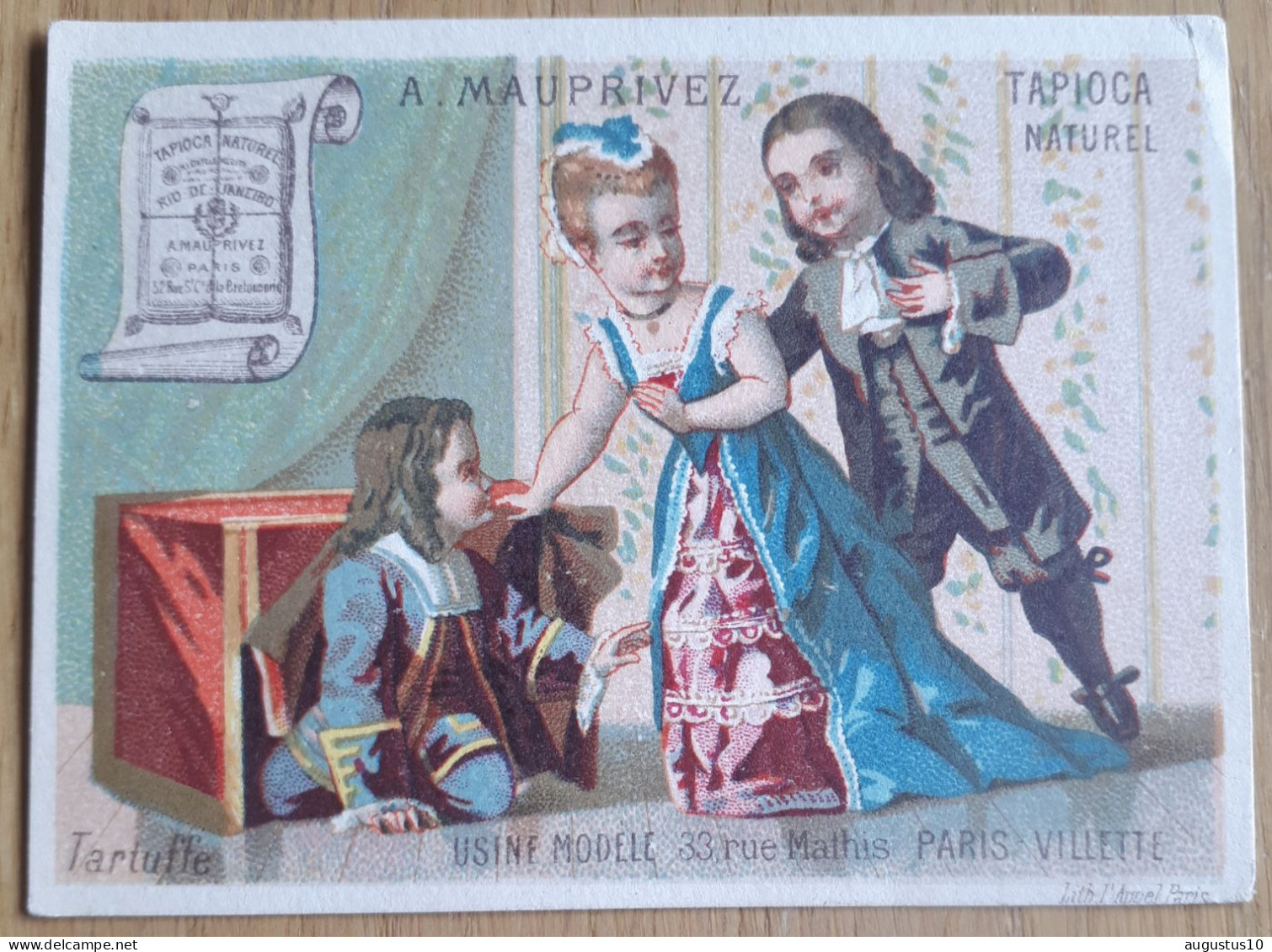CHROMOLITHO Sim. LIEBIG TARTUFFE / TradingCard TAPIOCA A MAUPRIVEZ Paris +- 1880 7/9,3 Cm - Autres & Non Classés