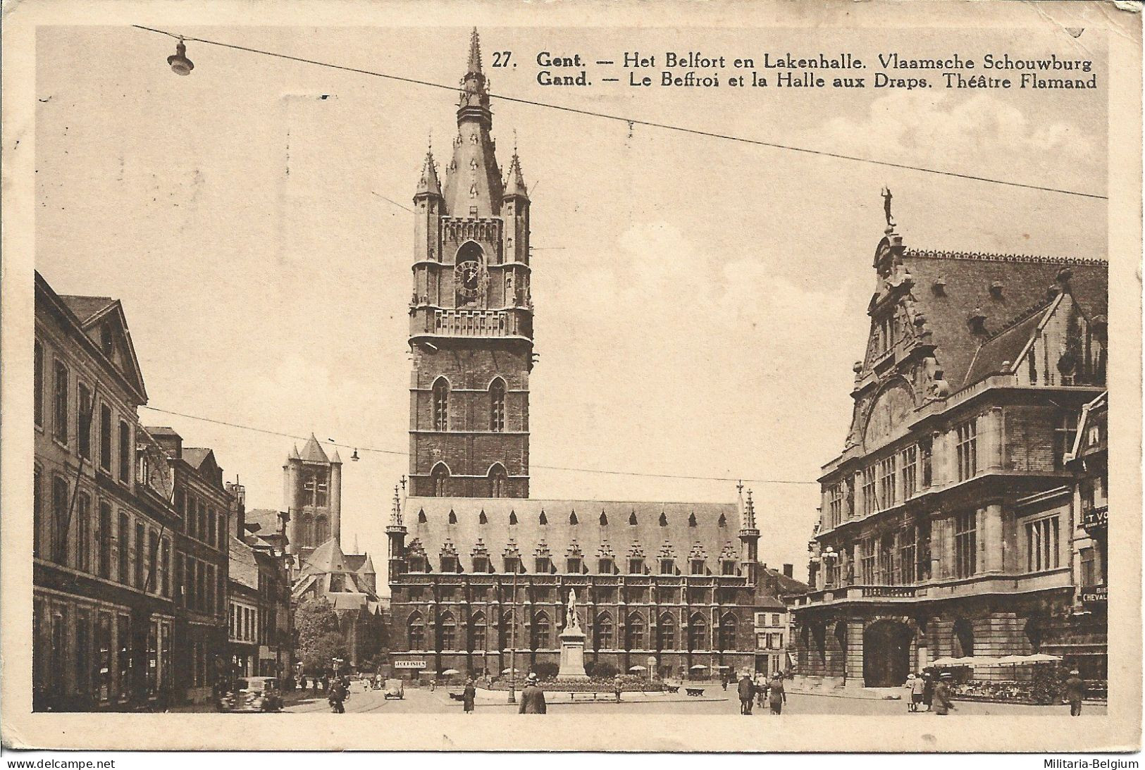 Gent - Het Belfort En Lakenhalle.  Vlaamsche Schouwburg - Gent