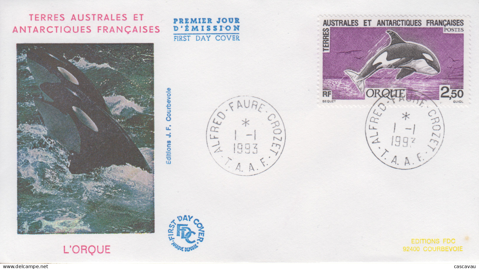 Enveloppe   FDC   1er  Jour   T.A.A.F      L' ORQUE    1993 - FDC