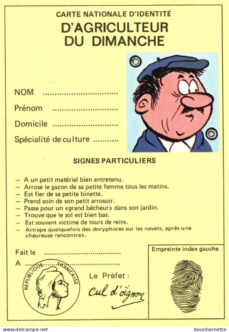 THEME  HUMOUR / Carte Nationale D'identité DE AGRICULTEUR DU DIMANCHE - Humour