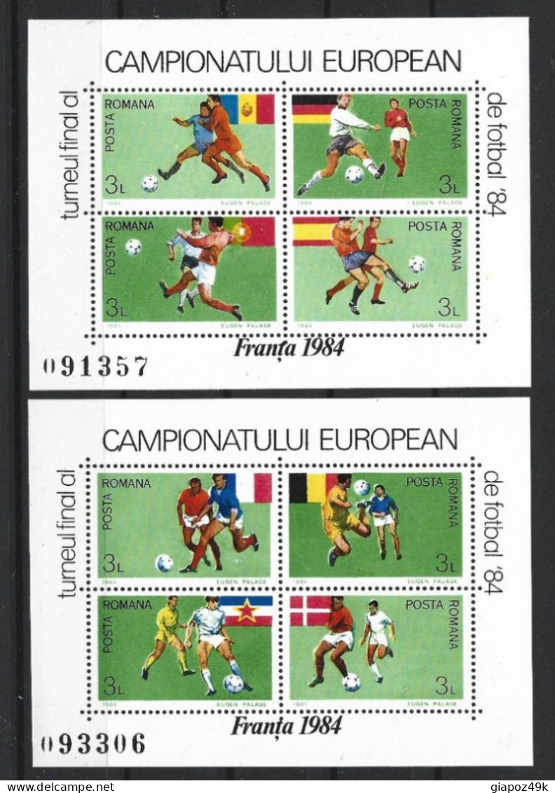● ROMANIA 1984 ️֎ Campionati Europei Di Calcio  ️● SOCCER ● 2 BF ️con 8 Valori ● Cat. 17,50 € ️● - Blocs-feuillets