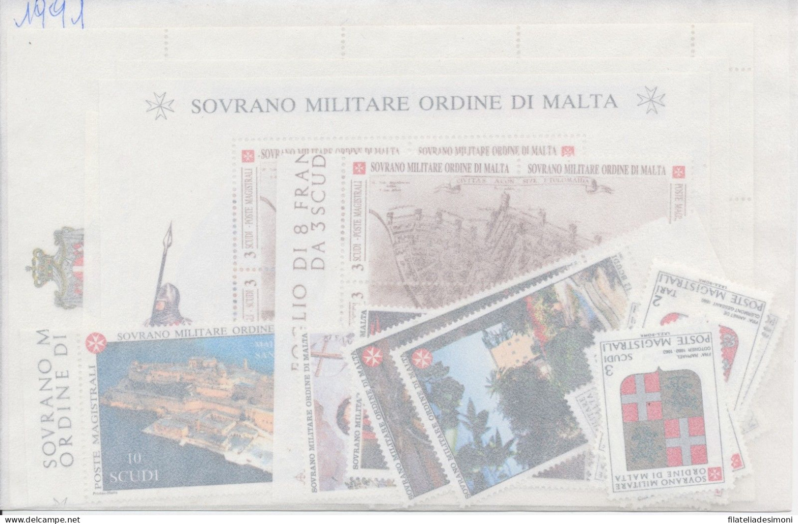 1991 Smom, Annata Completa, Francobolli Nuovi, 24 Valori + 4 Foglietti - MNH** - Malte (Ordre De)