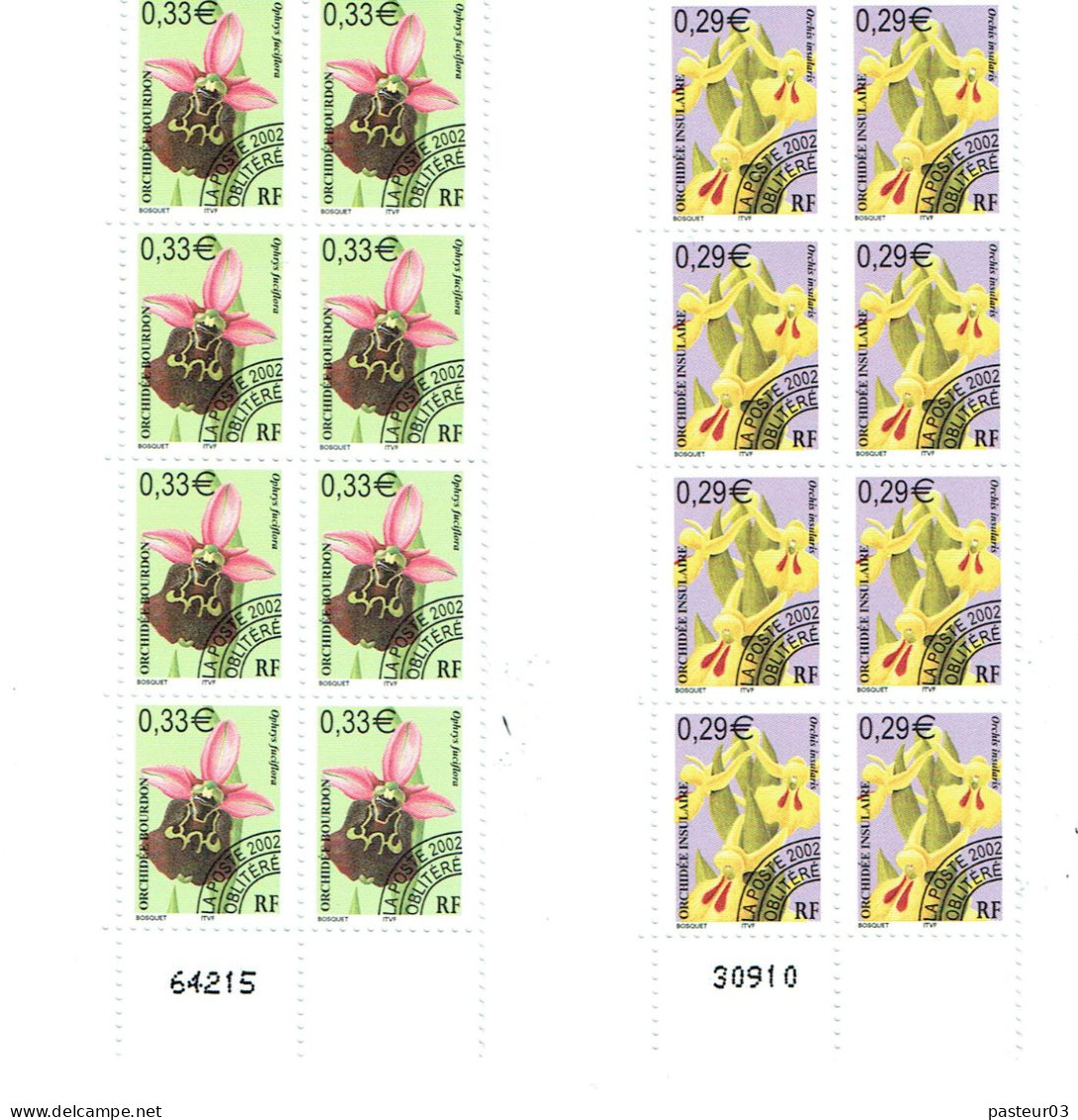 Préo N° 244-245 Orchidées 0,29 € Et 0,33 € Bloc De 8 Avec N° De Feuille Luxe - 1989-2008