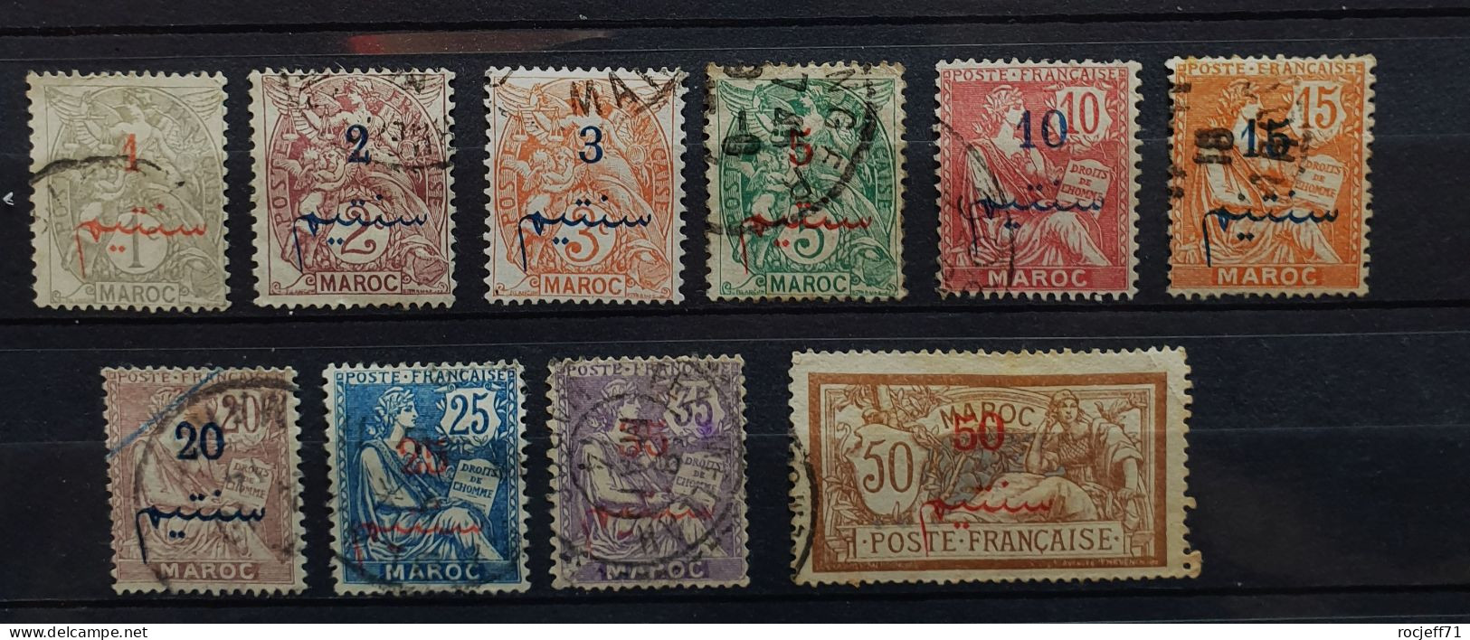 05 - 24 - Maroc N° 25 - 33 + 35 / Type Blanc - Mouchon - Merson - Used Stamps