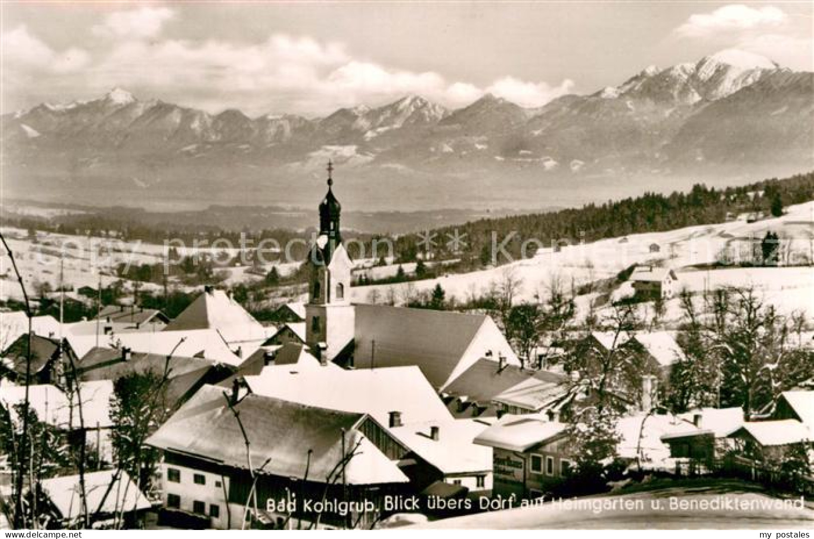 73016609 Bad Kohlgrub Dorfblick Mit Heimgarten Und Benediktenwand Bad Kohlgrub - Sonstige & Ohne Zuordnung