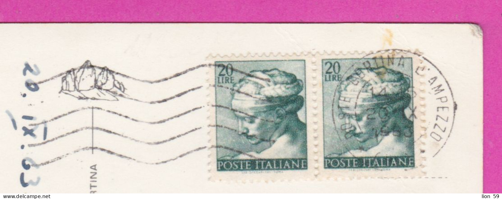 294013 / Italy - CORTINA M. 1224 Cable Car Gruppo Tofane Pomagagnon PC 1963 USED 20+20 L Sistine Chapel By Michelangelo - 1961-70: Storia Postale