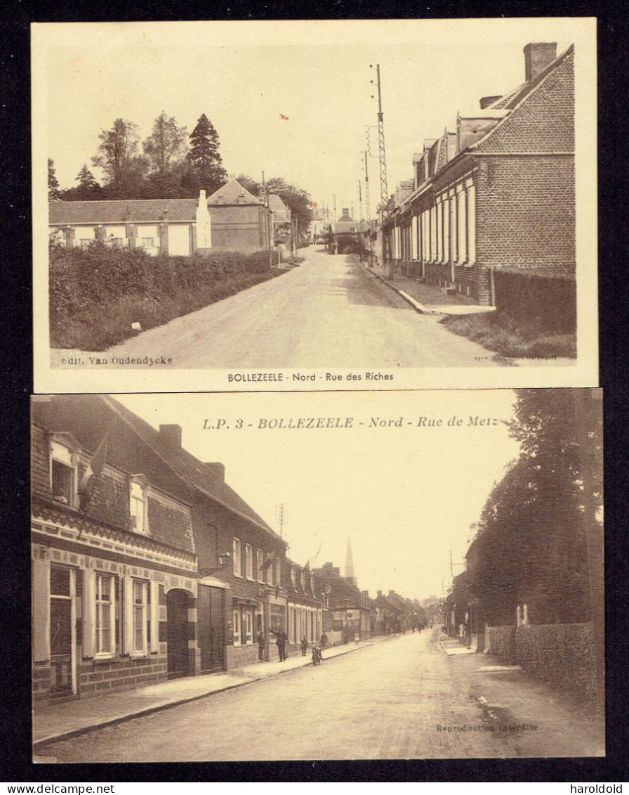 LOT 2 CPA 59 - BOLLEZEELE - RUE DES RICHES - RUE DE METZ - Autres & Non Classés