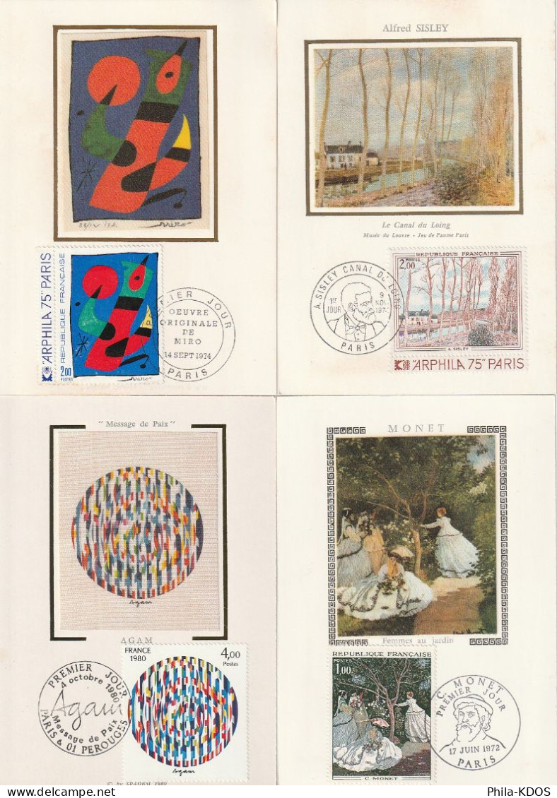 " TABLEAUX " Sur Lot De 4 Cartes Maximum Sur Soie. Voir Le Scan. CM à Saisir !!! - Andere & Zonder Classificatie