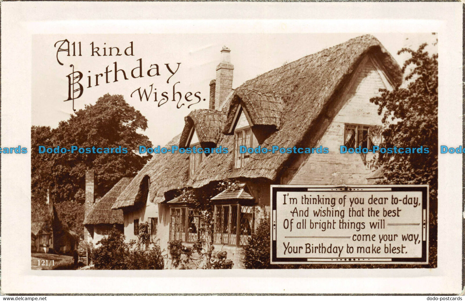 R075162 All Kind Birthday Wishes. Im Thinking Of You Dear To Day. RP. 1929 - World