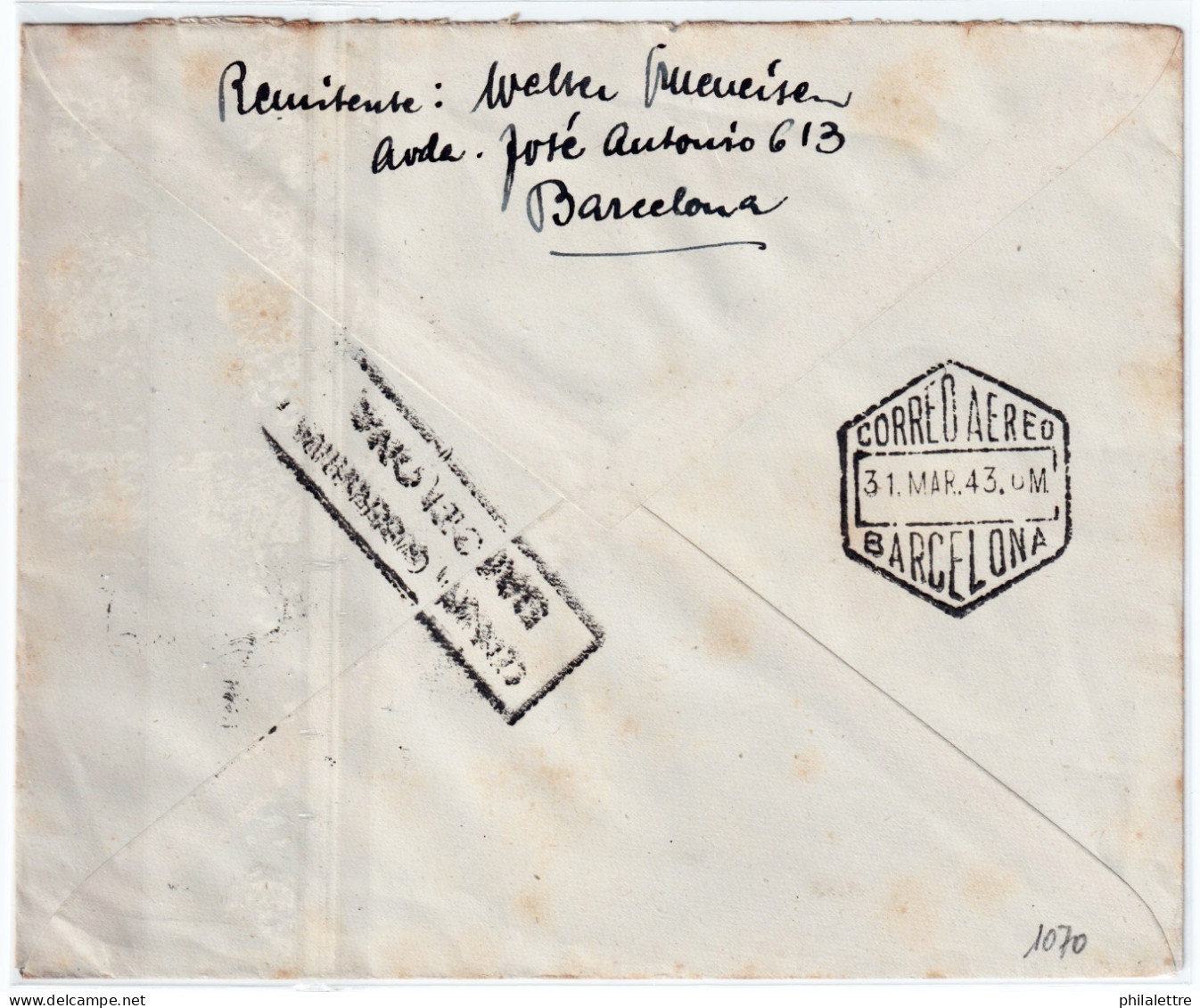 ESPAGNE / ESPANA - 1943 Ed.954, Ed.955 & 2xEd.956 Sobre Carta De BARCELONA A BERN, Suiza - Briefe U. Dokumente