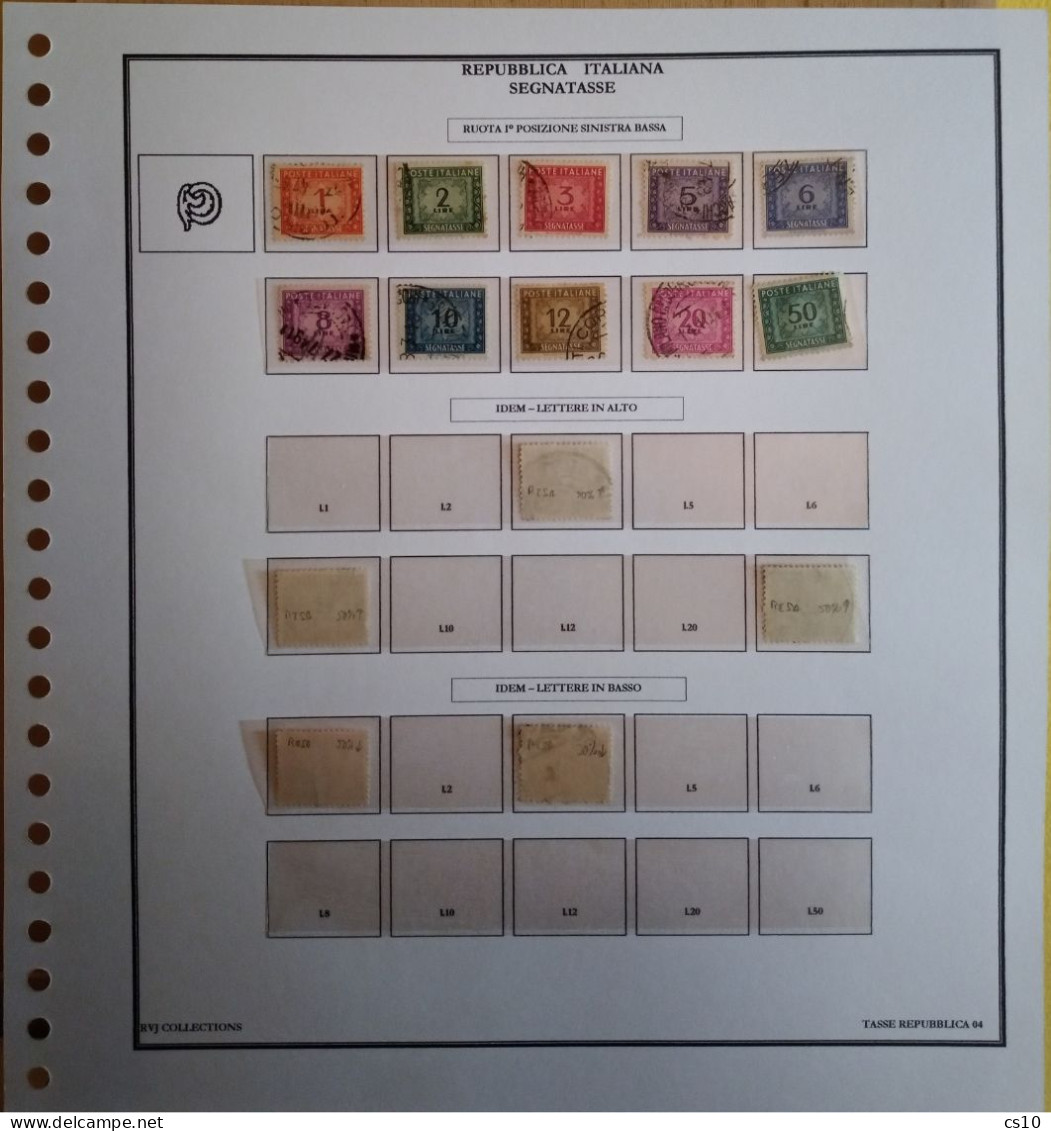 Segnatasse Repubblica Raccolta Fogli Standard 22 Anelli X TUTTE Le Specializzazioni Carta Dent. Filigrana Fluor. - Postage Due