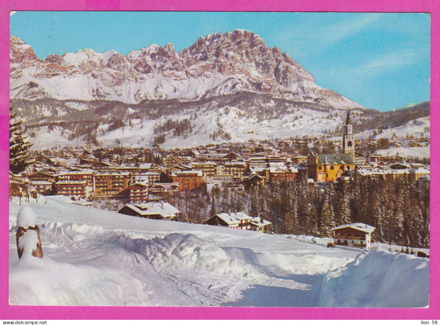 294015 / Italy - CORTINA D'AMPEZZO Monte Cristallo Glass Mountain PC 1968 USED 25 L Sistine Chapel By Michelangelo - 1961-70: Storia Postale