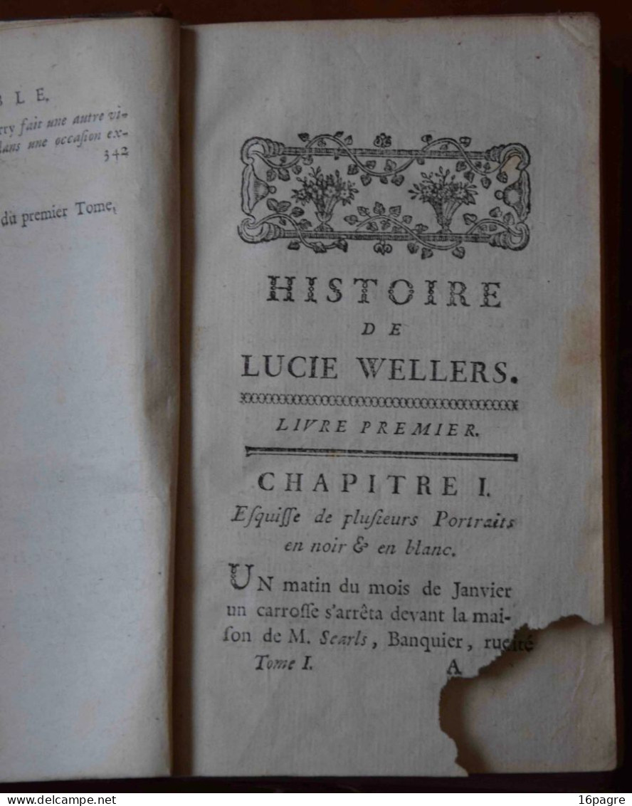 TRÈS RARE. HISTOIRE DE LUCIE WELLERS. E.O. DE 1766. Á LYON. BENOÎT DUPLAIN. COMPLET 778 PAGES. TOMES 1 ET 2 - 1701-1800