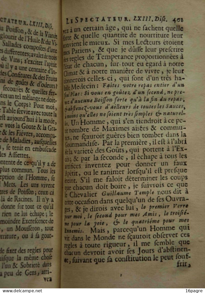 LE SPECTATEUR OU LE SOCRATE MODERNE. ÉTUDES DE MŒURS. 1716. STEELE ET ADDISON. TOME SECOND - 1701-1800