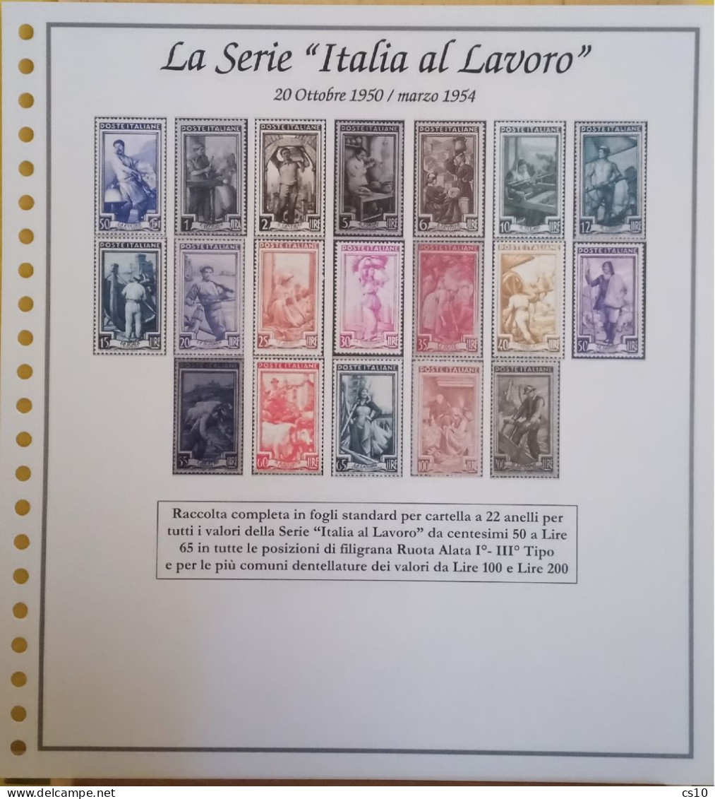 Album Specializzato Italia Al Lavoro Ruota 1/2/3° Tipo - Raccolta Fogli 22 Anelli Per Cartella Standard + Copertina - Presentation Packs