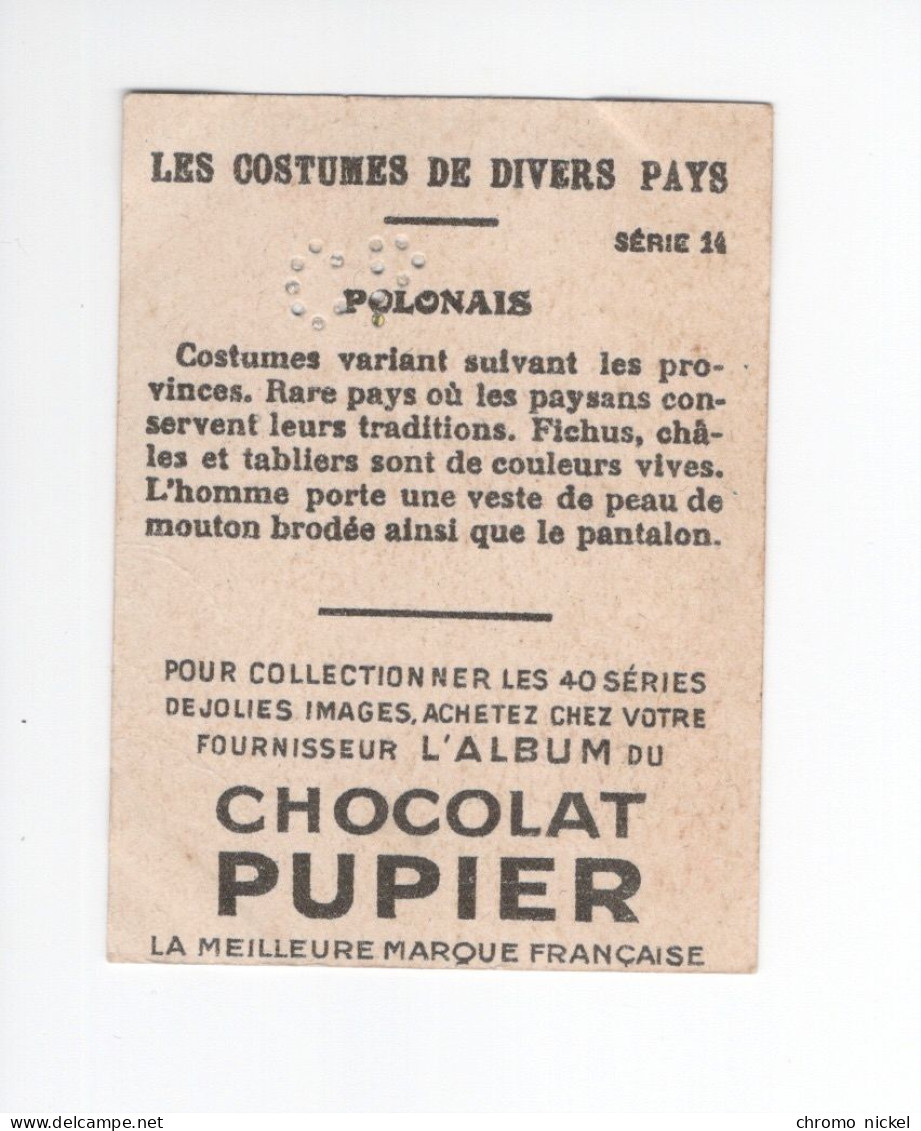 Chromo Polonais Pologne Poland  Didactique Au Dos  Pub: Chocolat Pupier 68 X 51 Mm  2 Scans - Autres & Non Classés