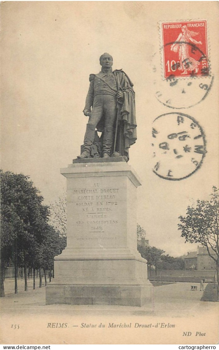 CPA France Reims Statue Du Marechal Drouet D' Erlon - Reims