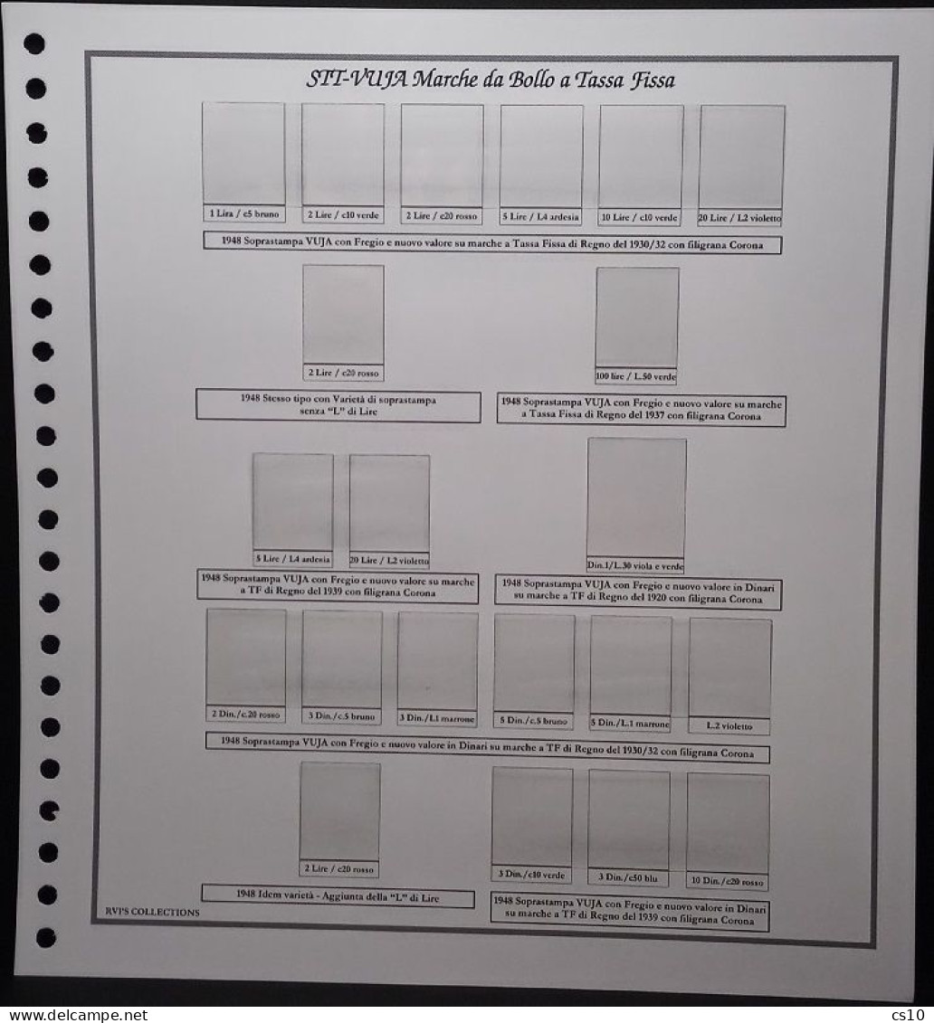 Trieste "B"   S.T.T.-V.U.J.A. Marche Da Bollo & Fiscali -  Raccolta Fogli D'Album Standard 22 Anelli Con Taschine - Presentatiepakket
