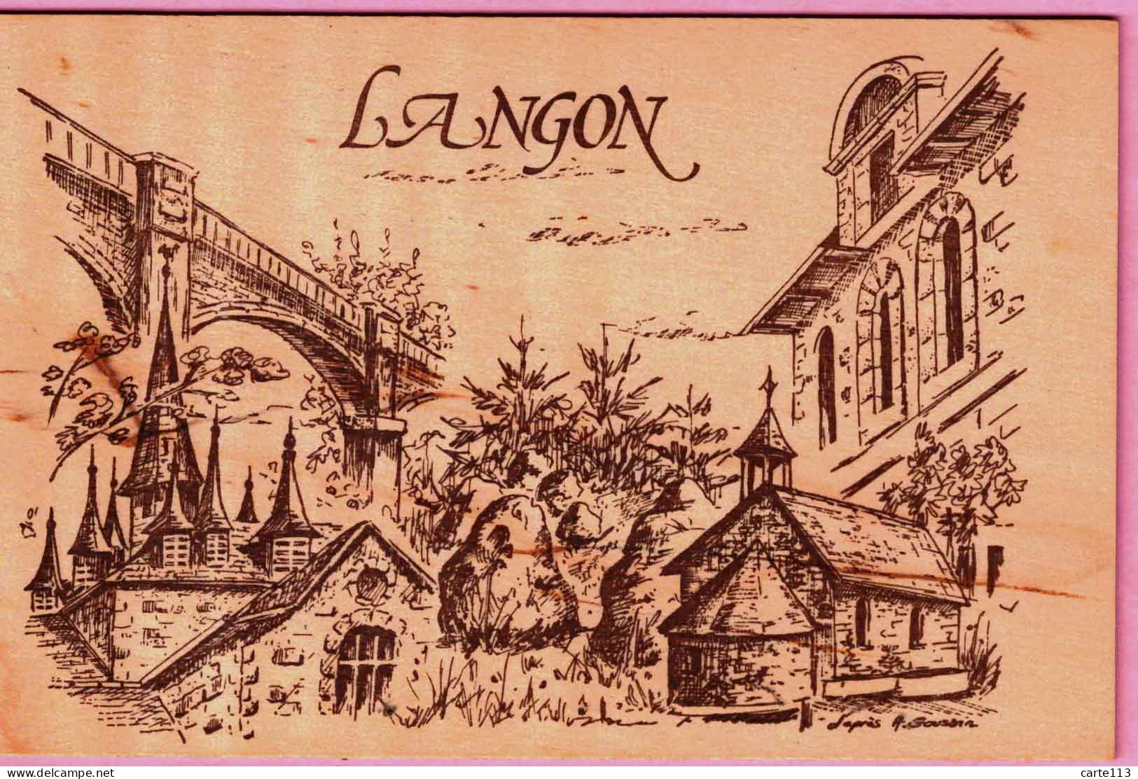 35 - B35178CPSM - LANGON - Carte En BOIS , Gravée D'apres A. Goussin - Pays De Vilaine - Très Bon état - ILLE-ET-VILAINE - Autres & Non Classés