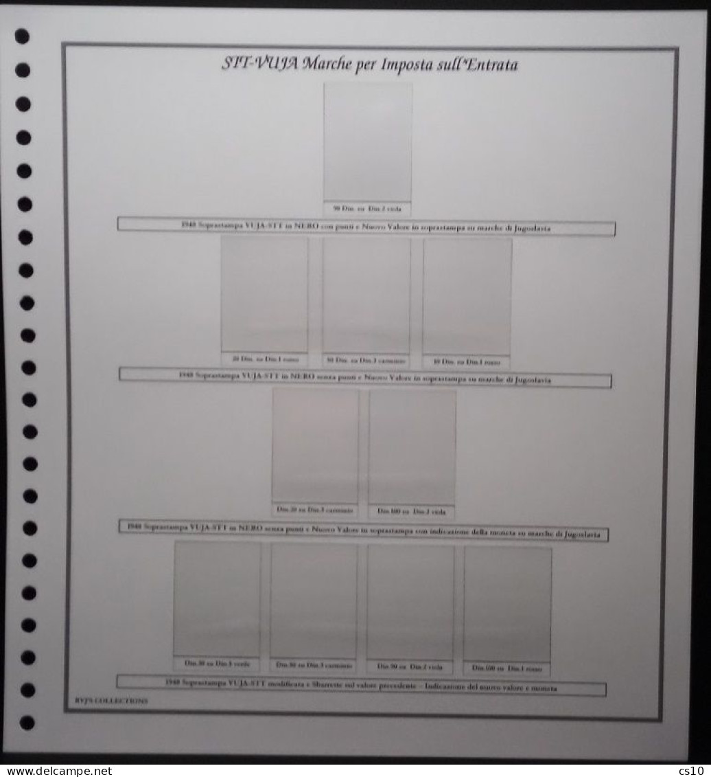 Trieste "B"   S.T.T.-V.U.J.A. Marche Da Bollo & Fiscali -  Raccolta Fogli D'Album Standard 22 Anelli Con Taschine - Pré-Imprimés