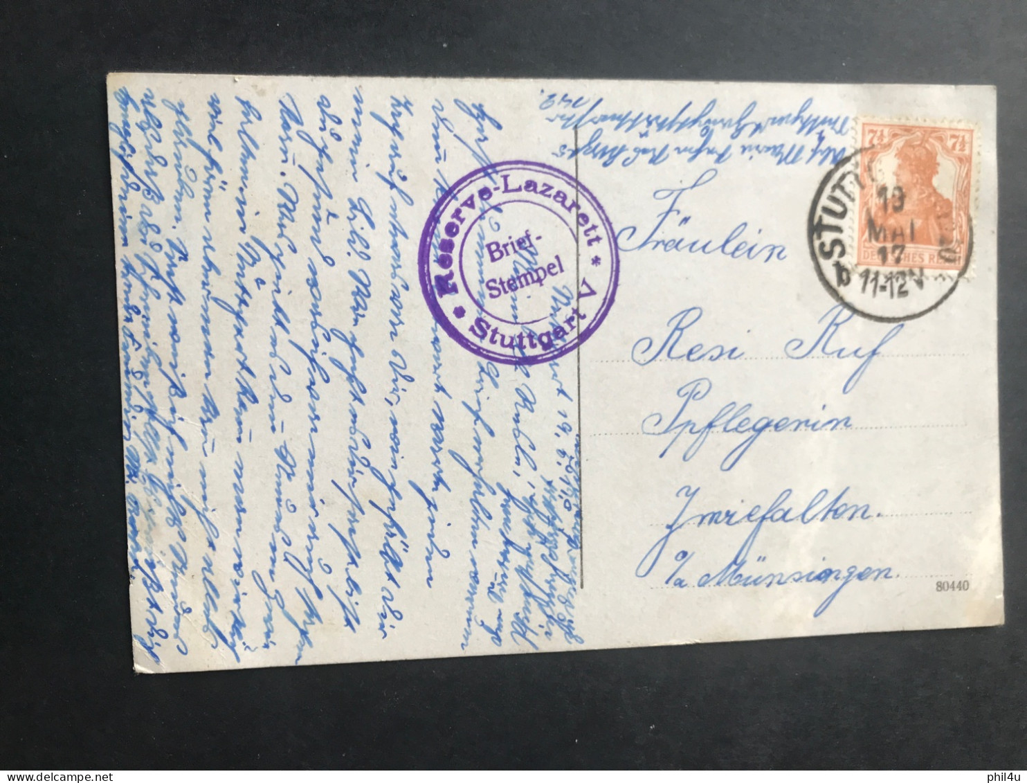 1917-18 German Field Post Karte Stutgart  Zwieflaten Wurt. See Photos - Da Identificare
