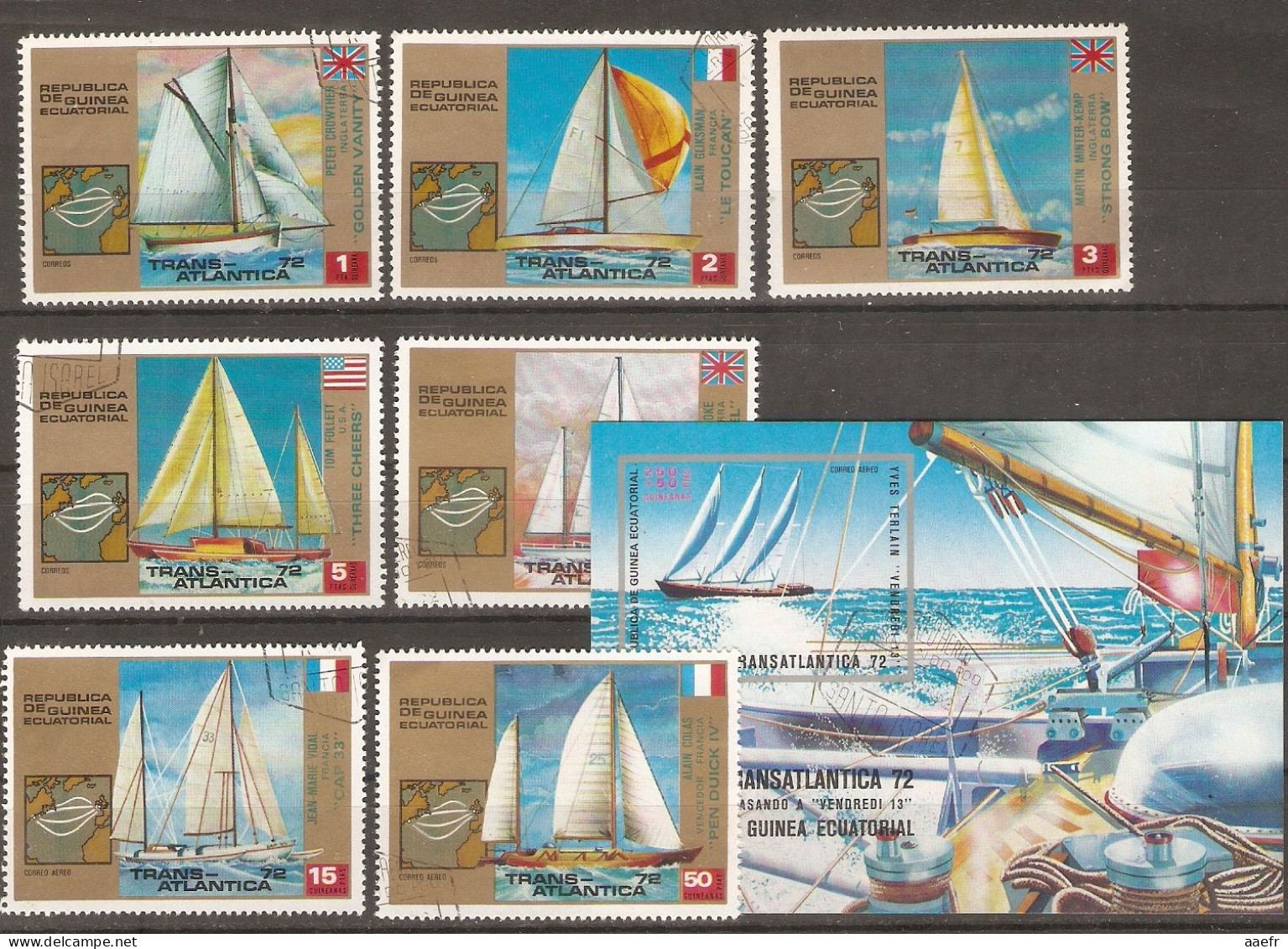 Guinée Equatoriale 1972 - Trans-Atlantica - Série Complète Oblitérée - Mi 200/206 + B 54 - Equatorial Guinea