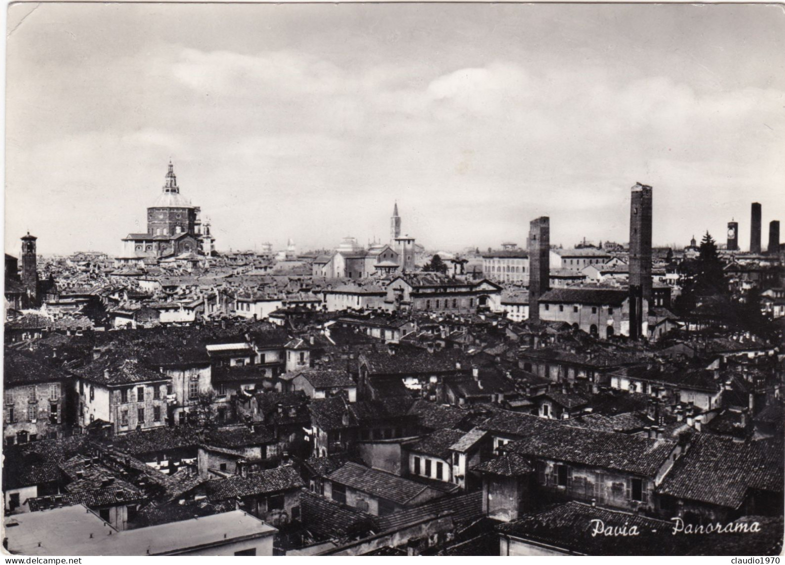 PAVIA  - CARTOLINA - PANORAMA  - VIAGGIATA PER COMO - 1949 - Pavia