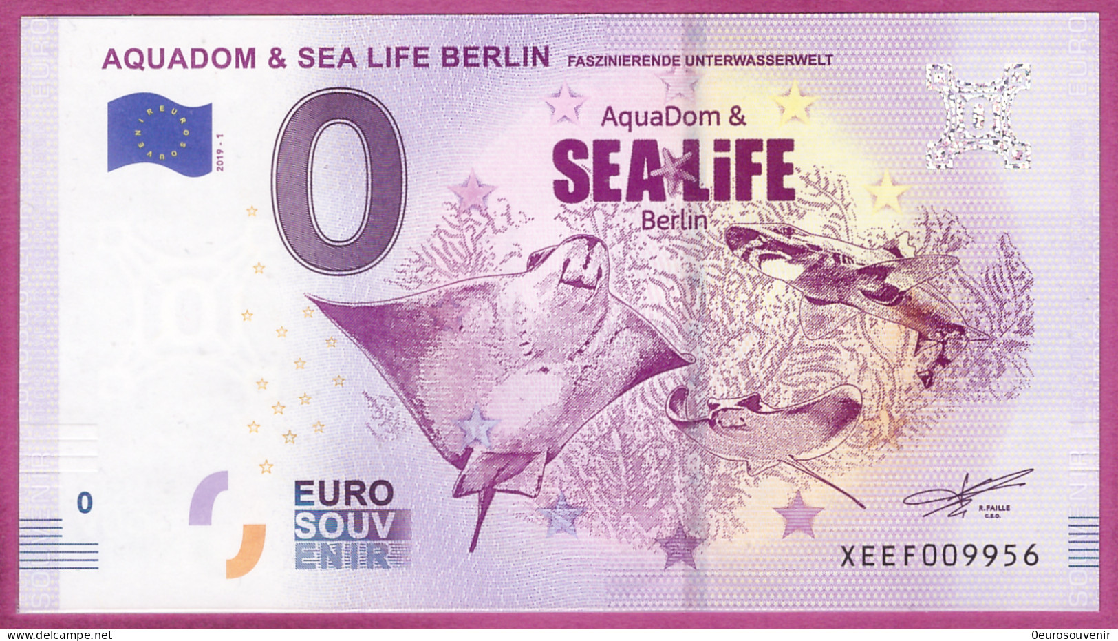 0-Euro XEEF 2019-1 AQUADOM & SEA LIFE BERLIN - FASZINIERENDE UNTERWASSERWELT - Privatentwürfe