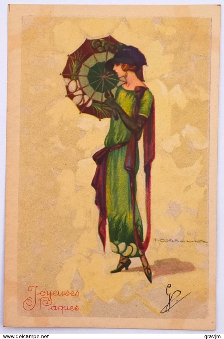 Illustrateur Tito Corbella (période Art Déco) - Très Belle Femme - Mode - Ombrelle - Pâques - Série Degami 770 - Rare - Corbella, T.