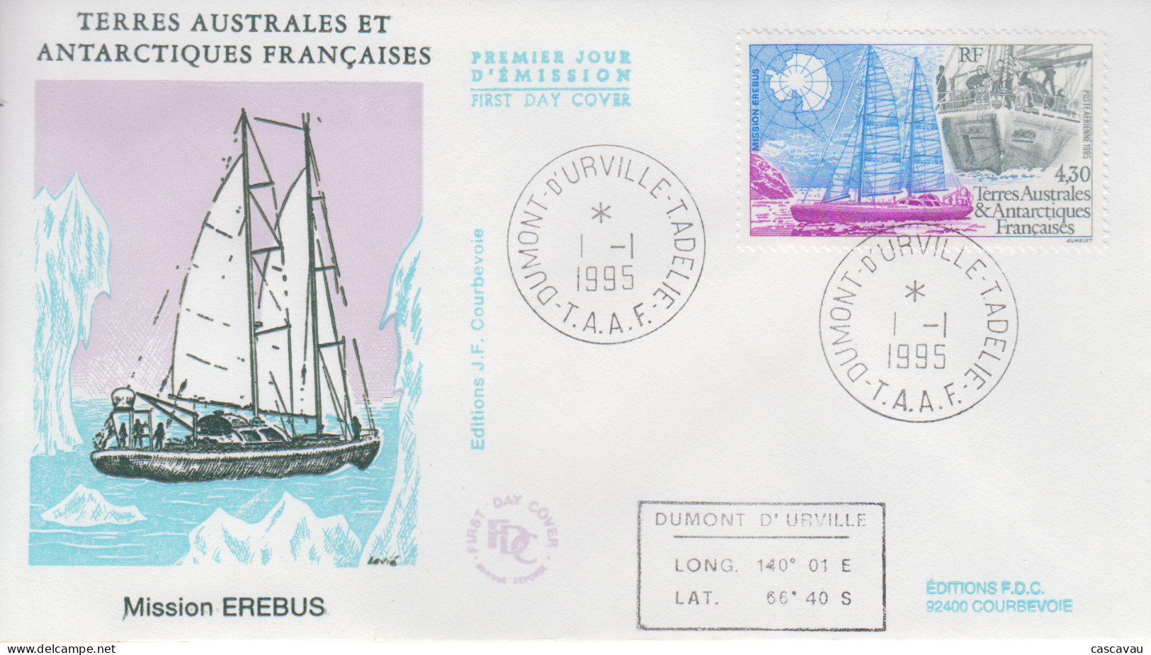 Enveloppe  FDC  1er  Jour    T.A.A.F    Mission   EREBUS    1995 - FDC