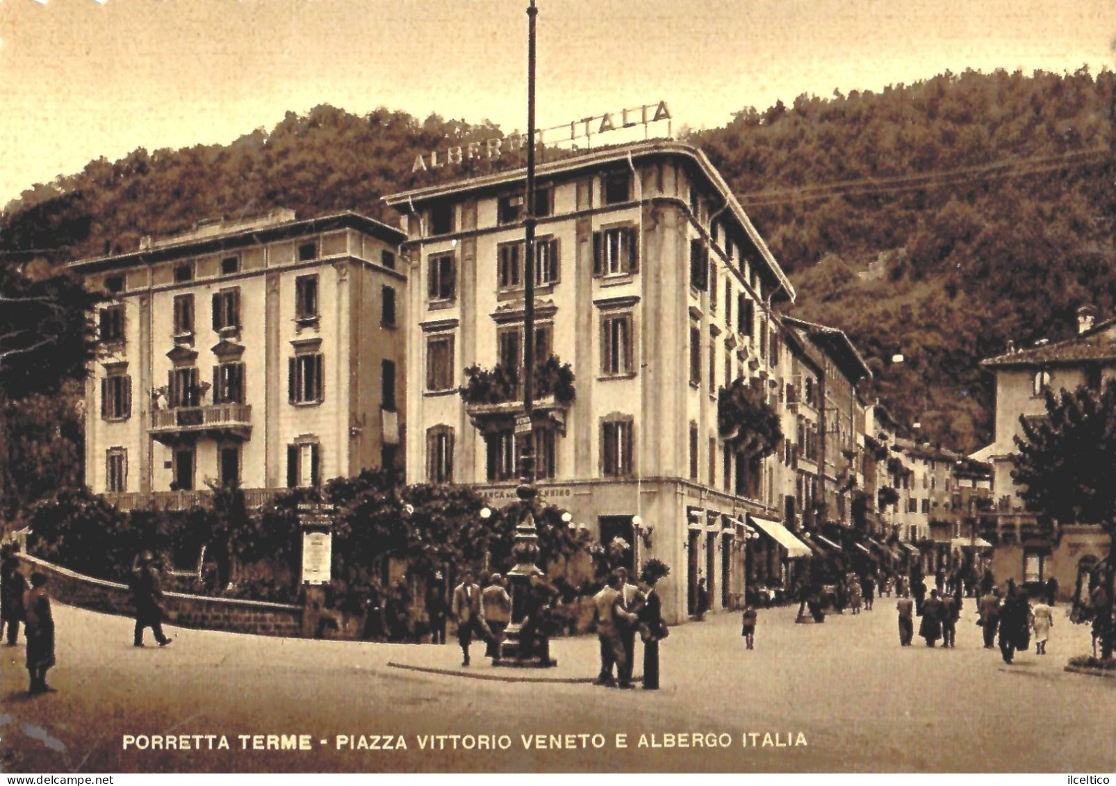 PORRETTA  TERME - PIAZZA VITTORIO  VENETO -ALBERGO ITALIA - 1950 - Bologna