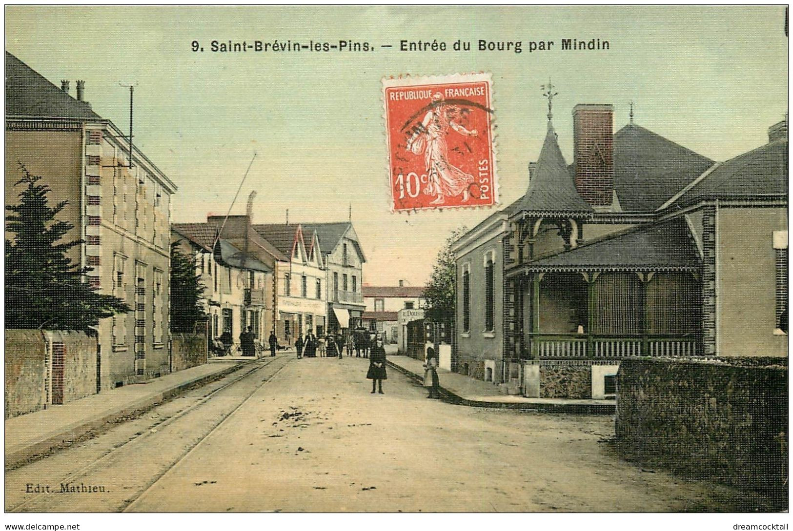 44 SAINT-BREVIN-LES-PINS. Entrée Du Bourg. Superbe Carte Toilée 1910 - Saint-Brevin-les-Pins