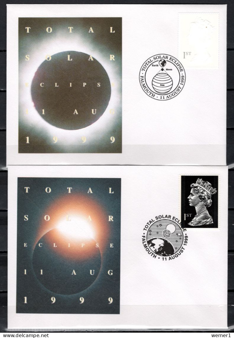 UK England, Great Britain 1999 Space, Total Eclipse 7 Commemorative Covers - Europe