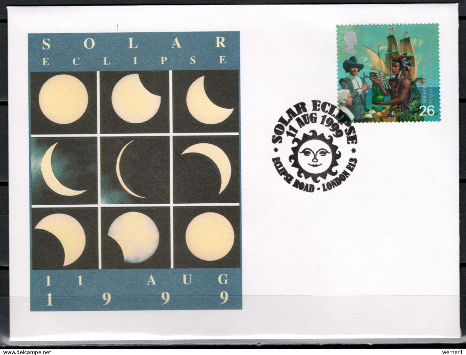 UK England, Great Britain 1999 Space, Total Eclipse 7 Commemorative Covers - Europe