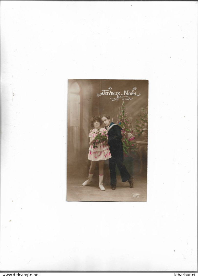 Carte Postale Ancienne Joyeux Noel Avec 2 Enfants - Autres & Non Classés