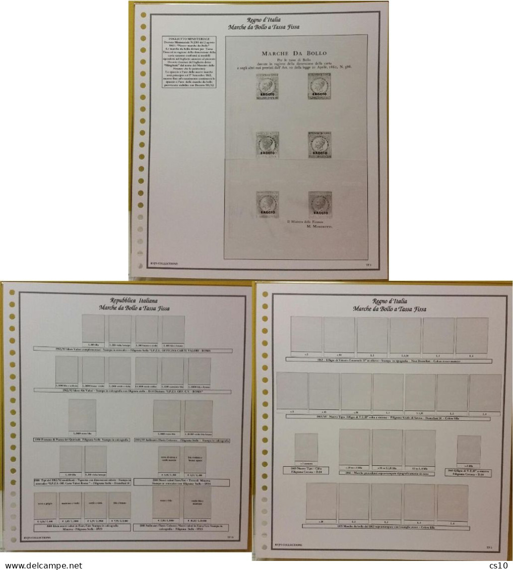 Marche Da Bollo A Tassa Fissa Regno RSI Luogotenenza Repubblica - Raccolta Fogli Aggiornamento 22anelli Standard - Revenue Stamps