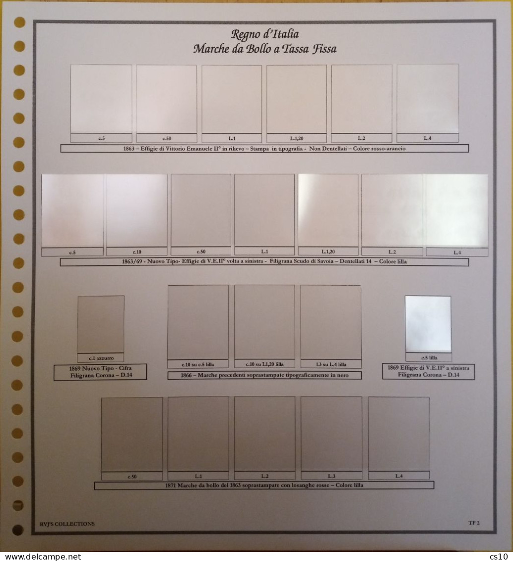 Marche Da Bollo A Tassa Fissa Regno RSI Luogotenenza Repubblica - Raccolta Fogli Aggiornamento 22anelli Standard - Revenue Stamps