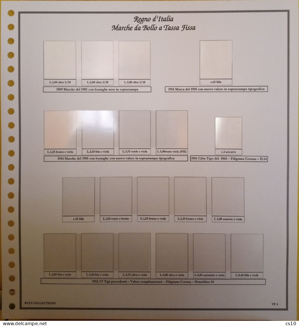 Marche Da Bollo A Tassa Fissa Regno RSI Luogotenenza Repubblica - Raccolta Fogli Aggiornamento 22anelli Standard - Revenue Stamps