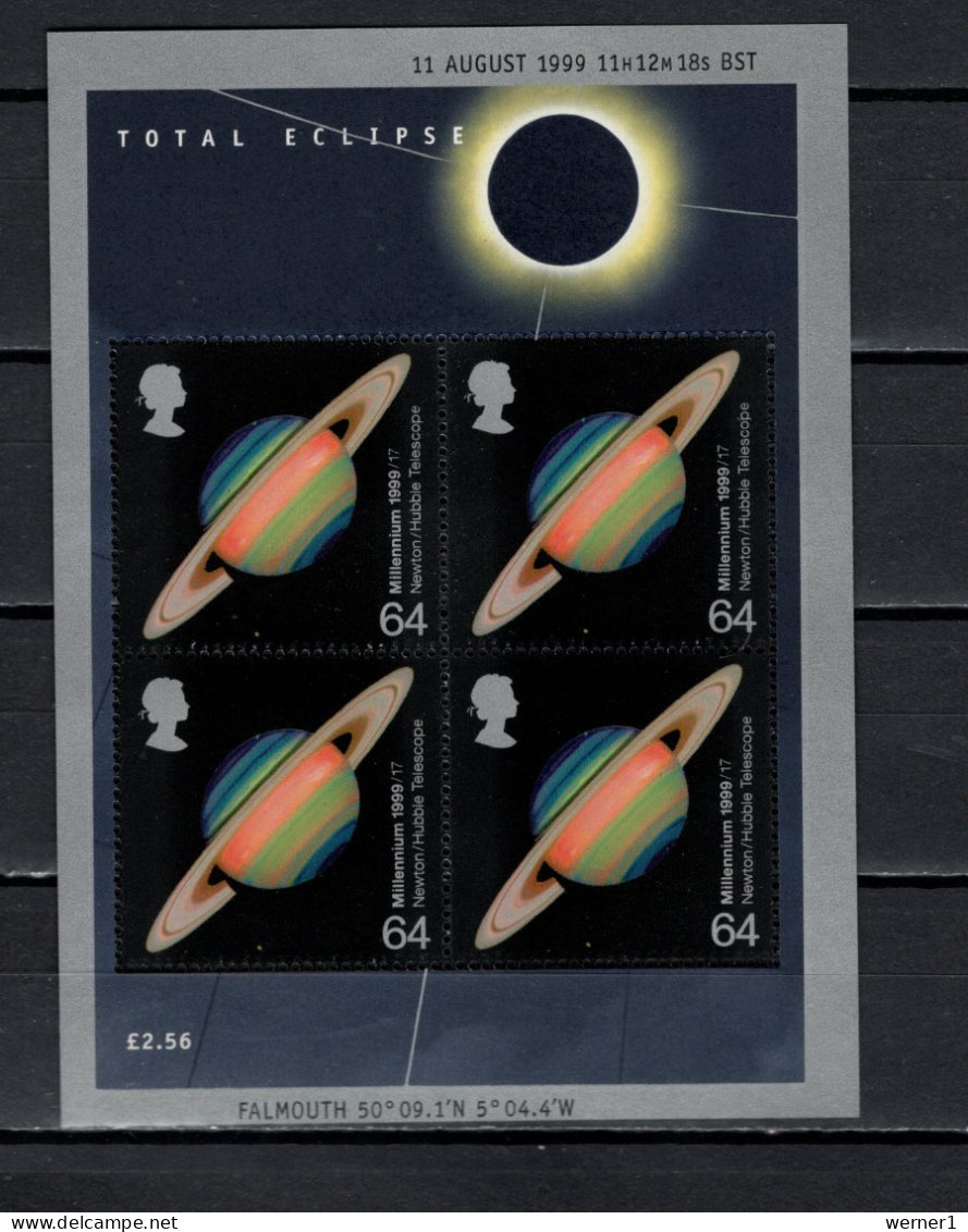 UK England, Great Britain 1999 Space, Total Eclipse S/s MNH - Europa