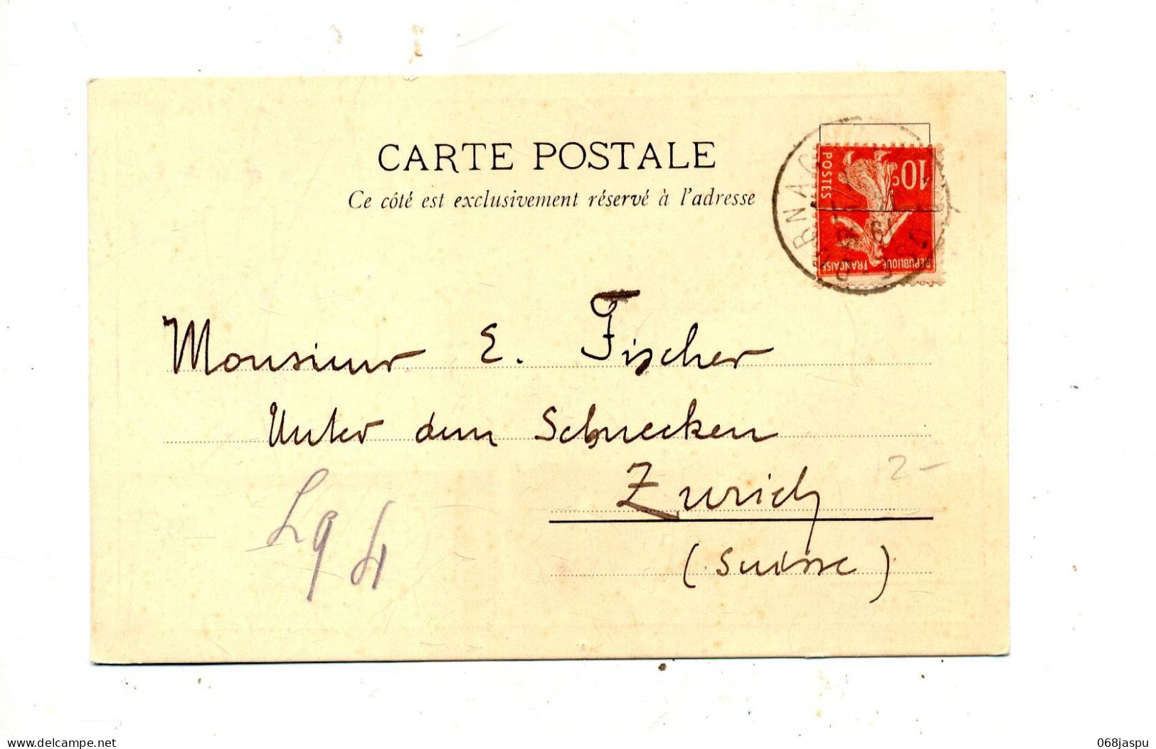 Carte  Dollfus Mieg Cachet Dornach Sur Semeuse Avec Raccord - Manual Postmarks