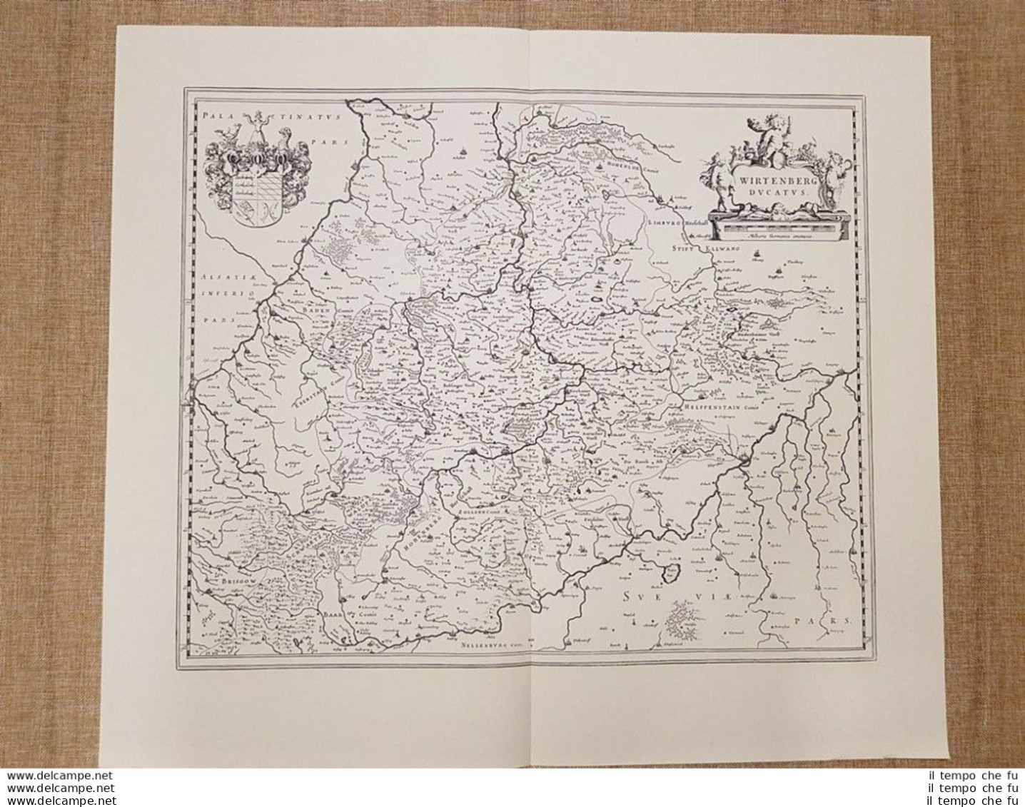 Carta Geografica Mappa Wirtenberg Ducatus Germania Anno 1662 Joan Blaeu Ristampa - Geographical Maps