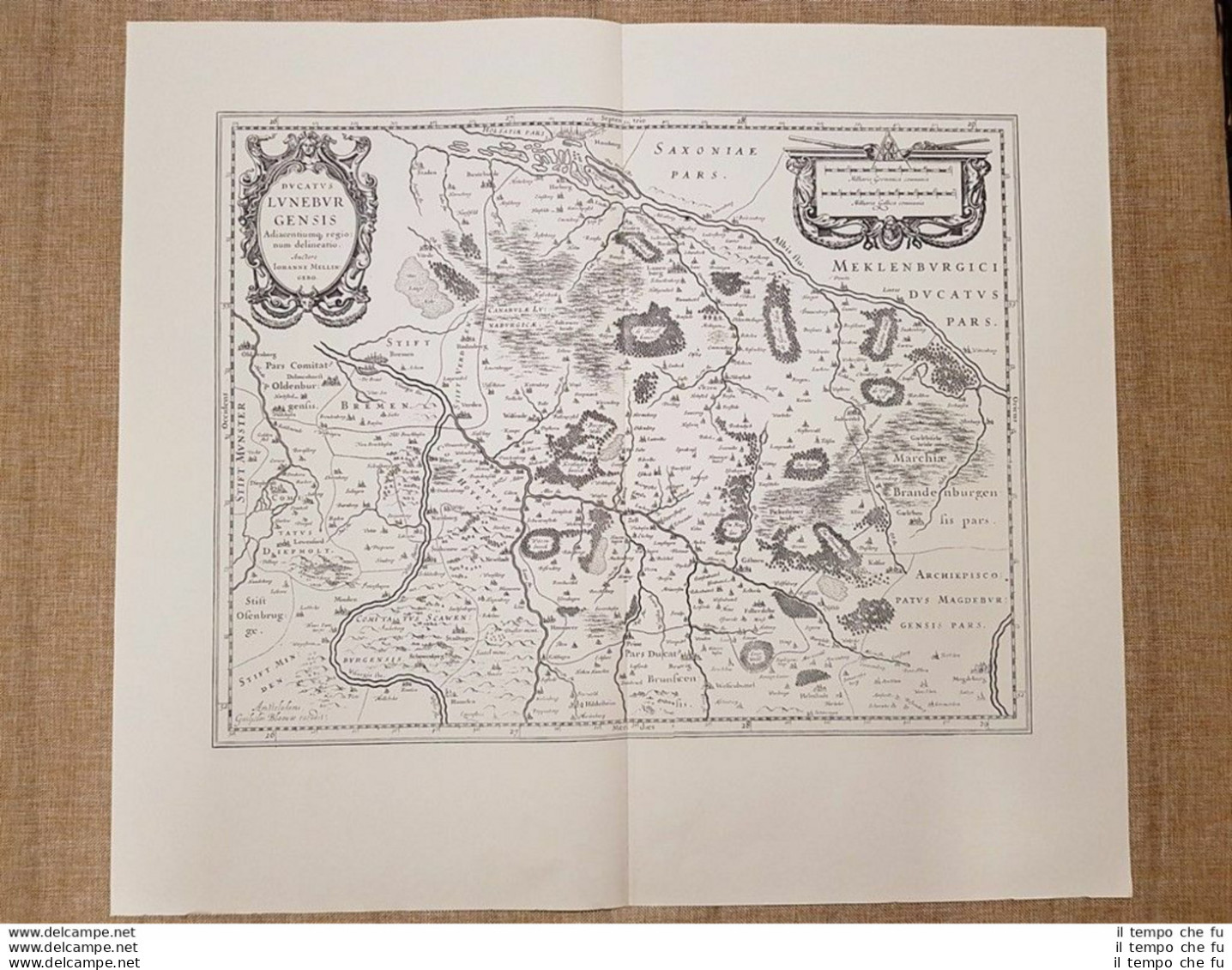 Carta Geografica O Mappa Ducatus Luneburgensis Anno 1645 Joan Blaeu Ristampa - Geographical Maps