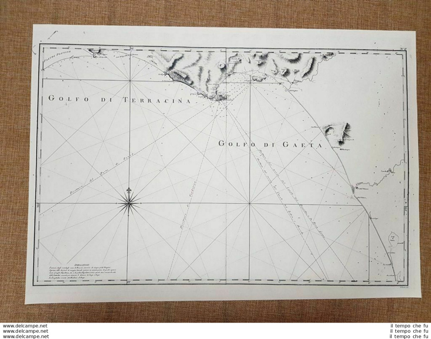 Carta Gaeta Terracina Foce Patria Anno 1792 Atlante Due Sicilie Zannoni Ristampa - Cartes Géographiques