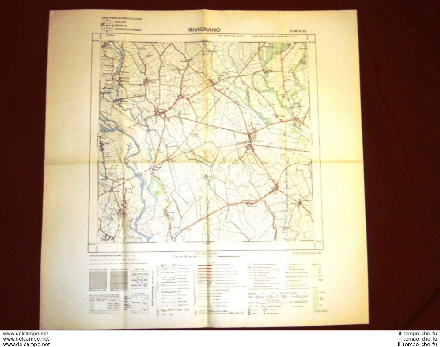 Grande Carta Topografica Rivignano Rivignan Udine Friuli Dettagliatissima I.G.M. - Geographical Maps