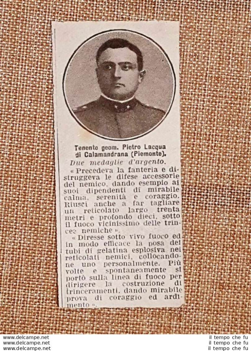 Decorato Al Valore 1916 Tenente Pietro Lacqua Calamandrana Medaglia Argento WW1 - Andere & Zonder Classificatie