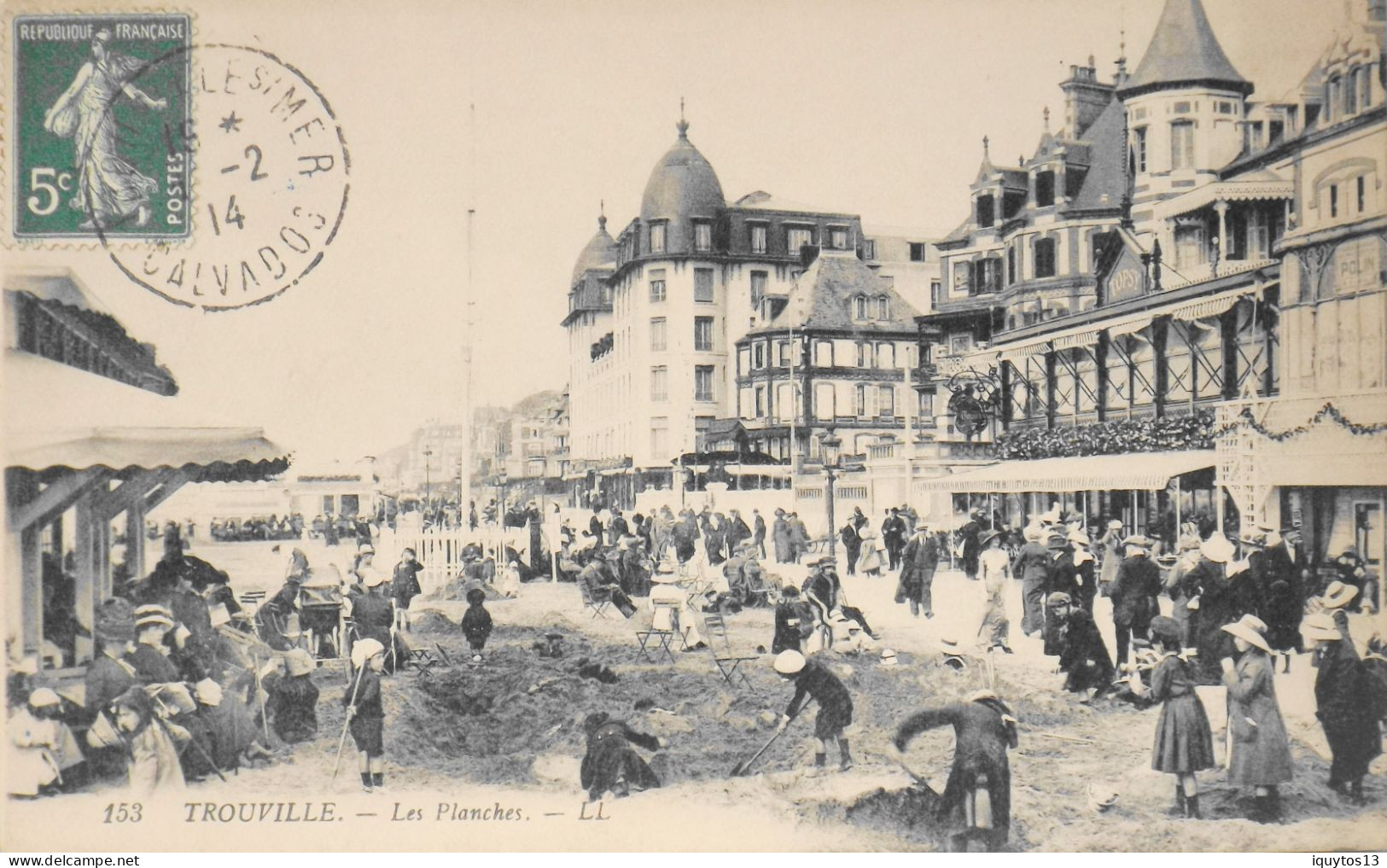 CPA . - [14] Calvados > TROUVILLE Les Planches - Très Belle Animation - 1914 - TBE - Trouville