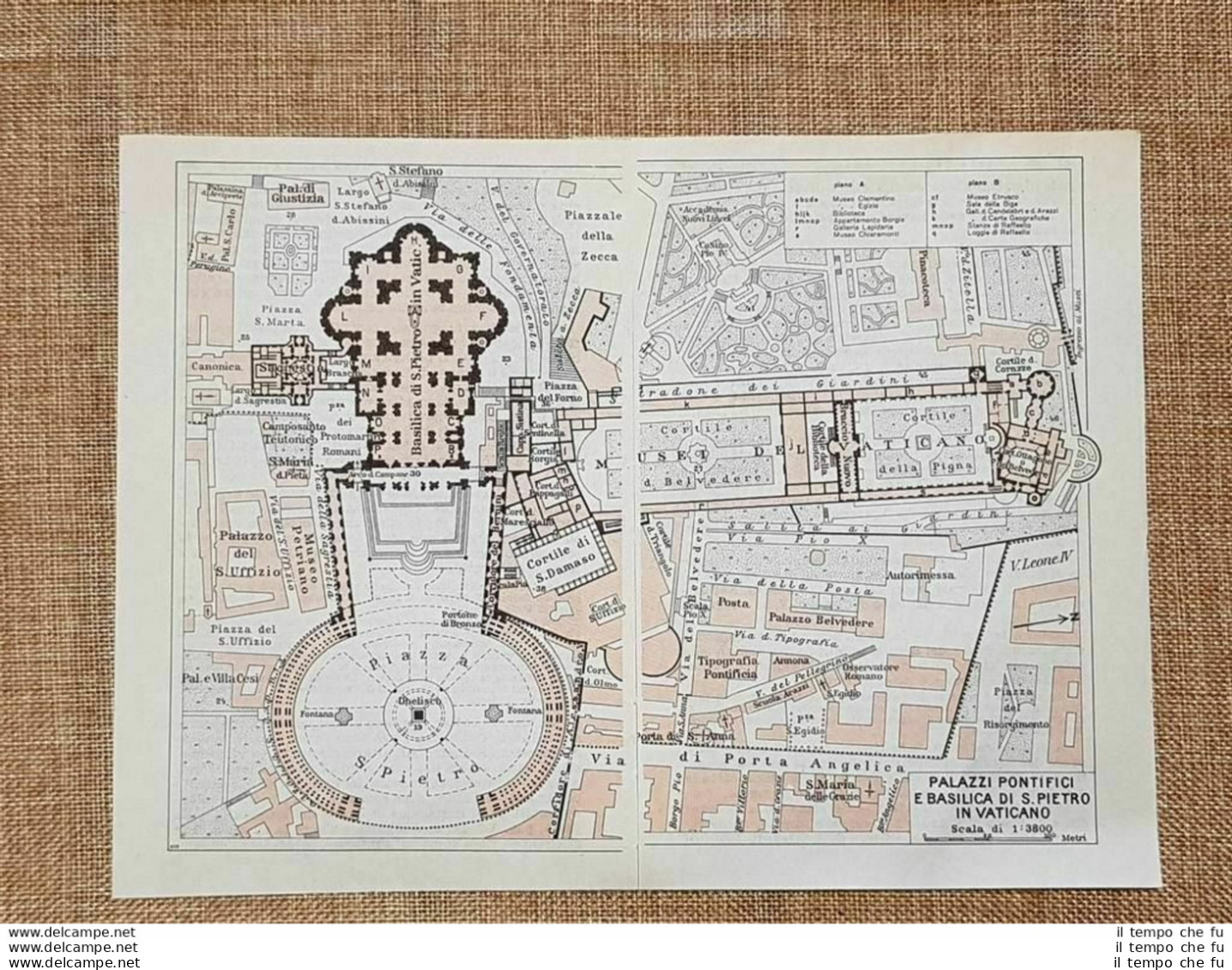 Carta Geografica Pianta Piantina 1939 Palazzi Pontifici E San Pietro Roma T.C.I. - Landkarten